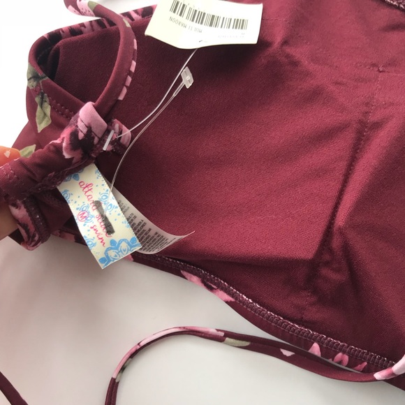 altar'd state | maroon floral bikini top high neck - Picture 6 of 7
